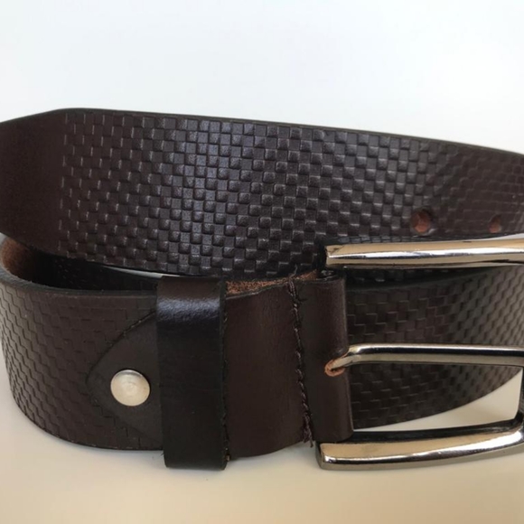 Genuine Leather Belt, Coffee Brown embossed. - Picture 6 of 7